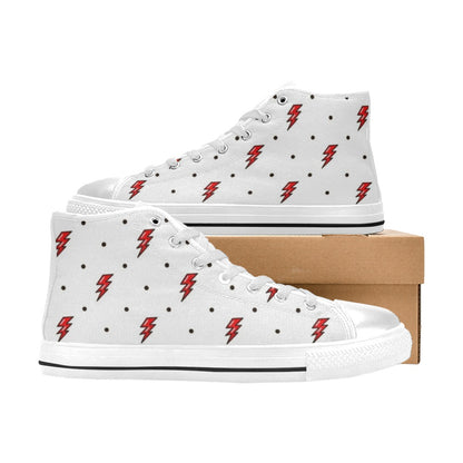 Red Lightning - Kids High Top Canvas Shoes