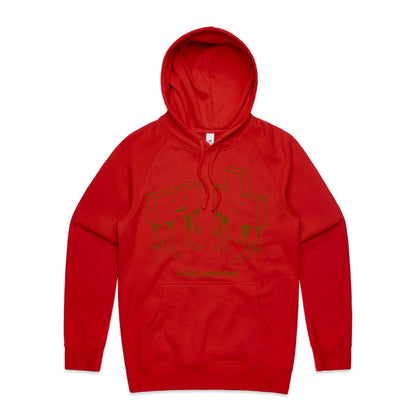 Think Positive, Plus And Minus - Supply Hood Red Mens Supply Hoodie Maths Motivation