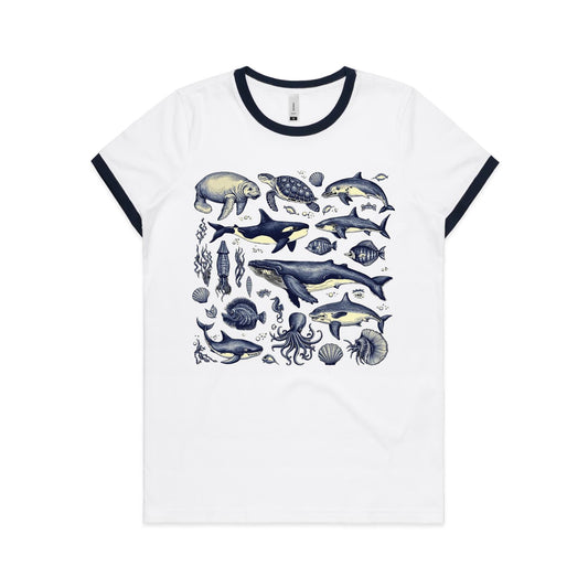 Sea Creatures - Women's Ringer Tee