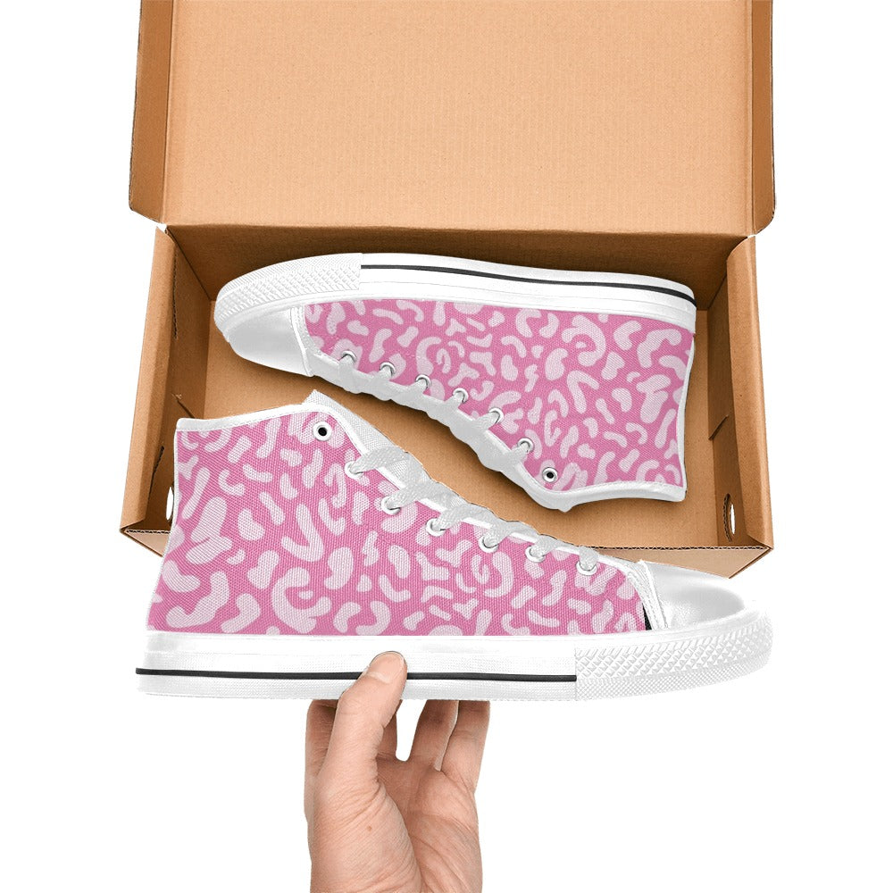 Pink Leopard - Men's High Top Canvas Shoes