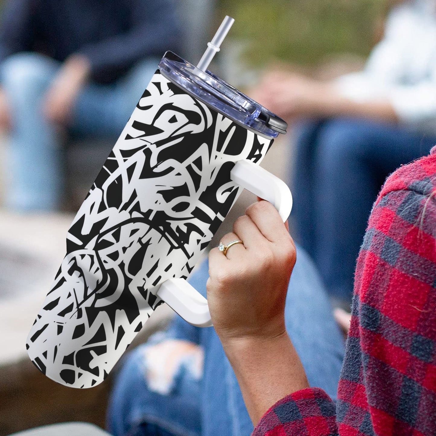 Graffiti - 40oz Tumbler with White Handle