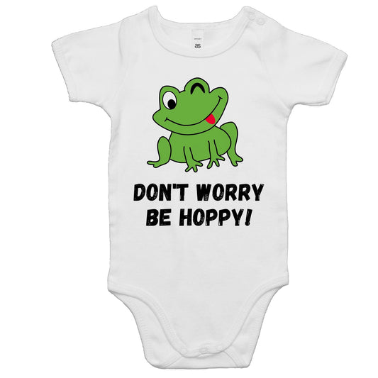 Frog, Don't Worry Be Hoppy - Baby Bodysuit