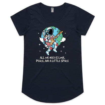 Astronaut, All We Need Is Love, Peace And A Little Space - Womens Scoop Neck T-Shirt