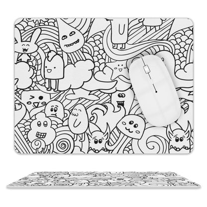 Black And White Creatures - Leather Mouse Pad