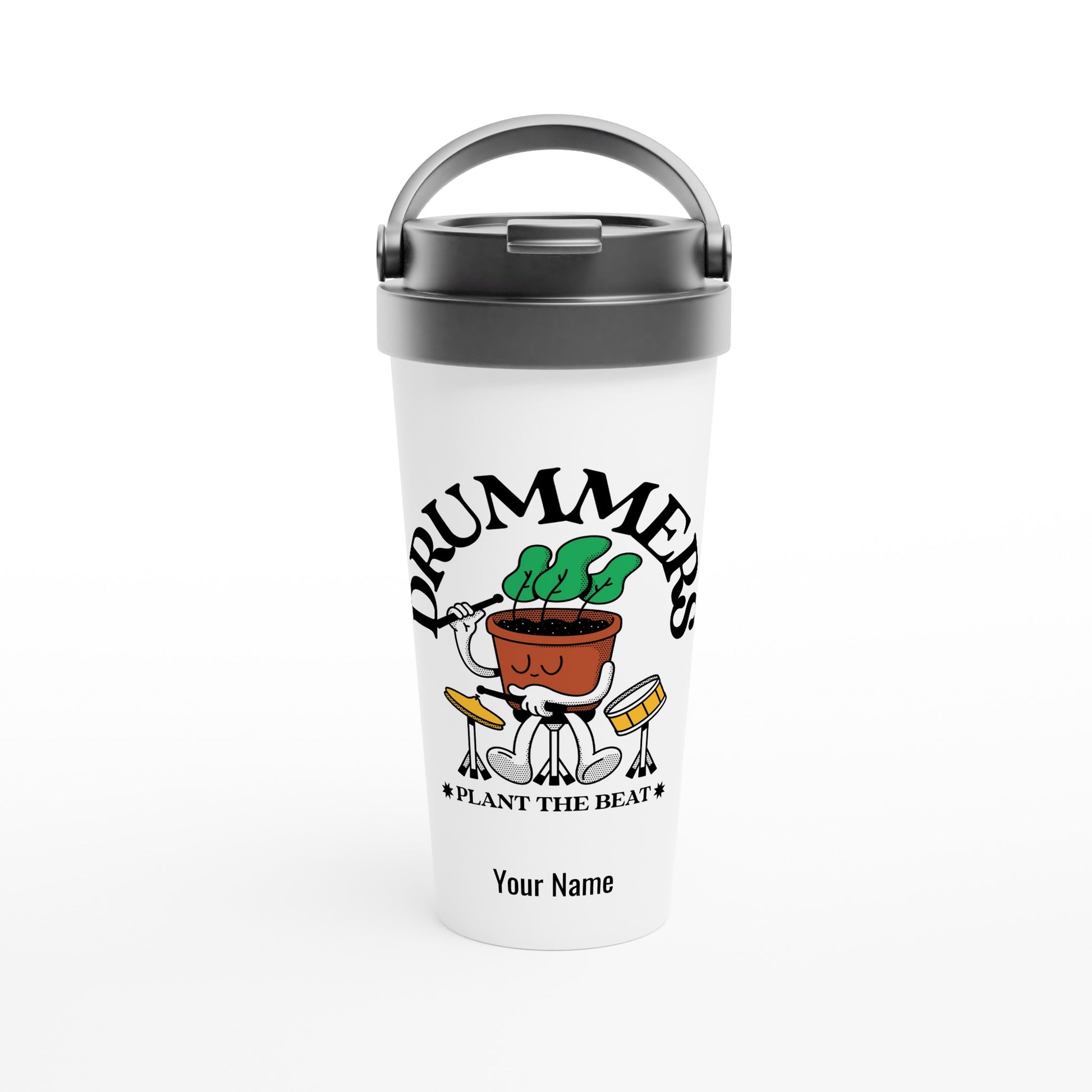 Personalised - Drummers - White 15oz Stainless Steel Travel Mug Default Title Personalised Travel Mug retro