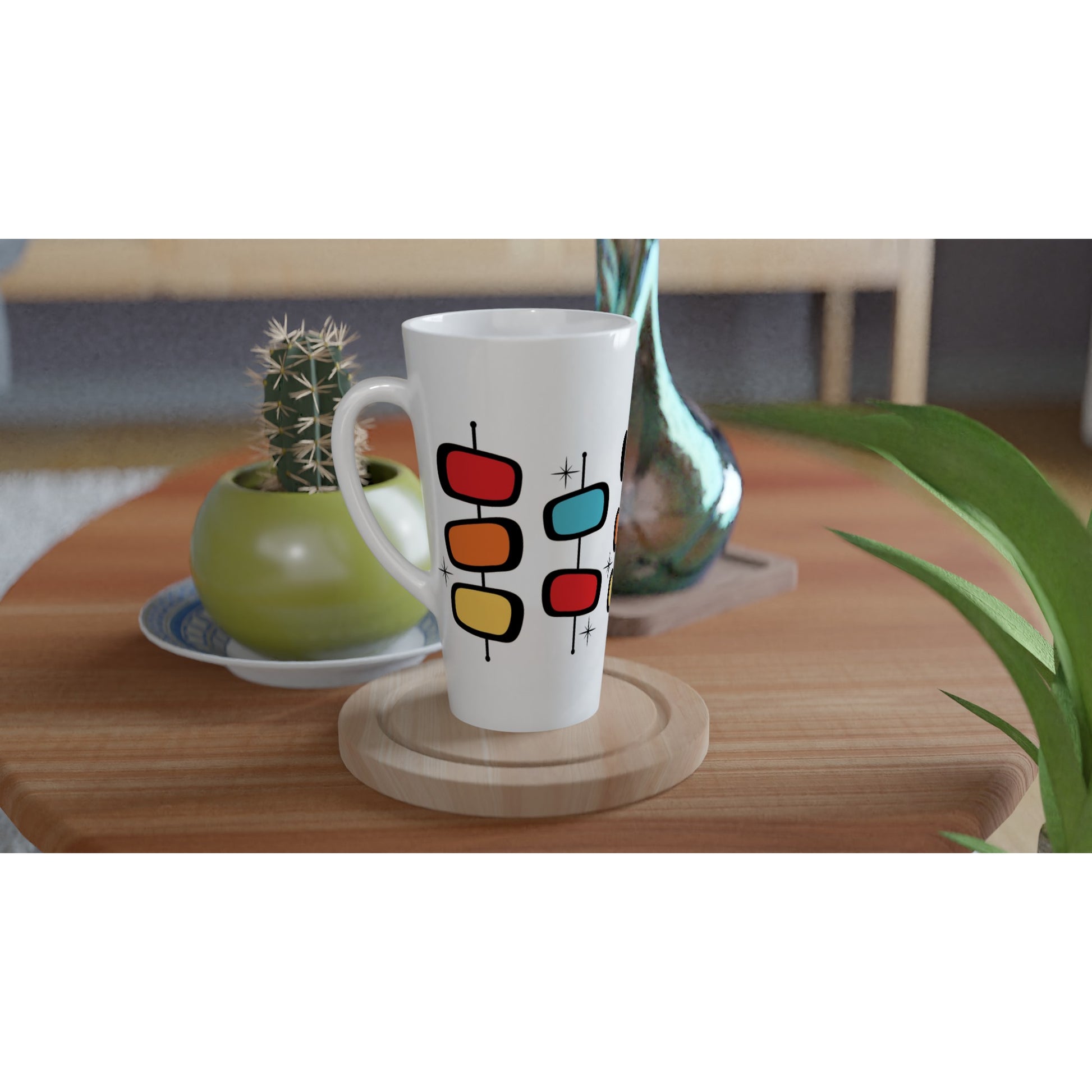 Retro Style - White Latte 17oz Ceramic Mug Latte Mug Retro