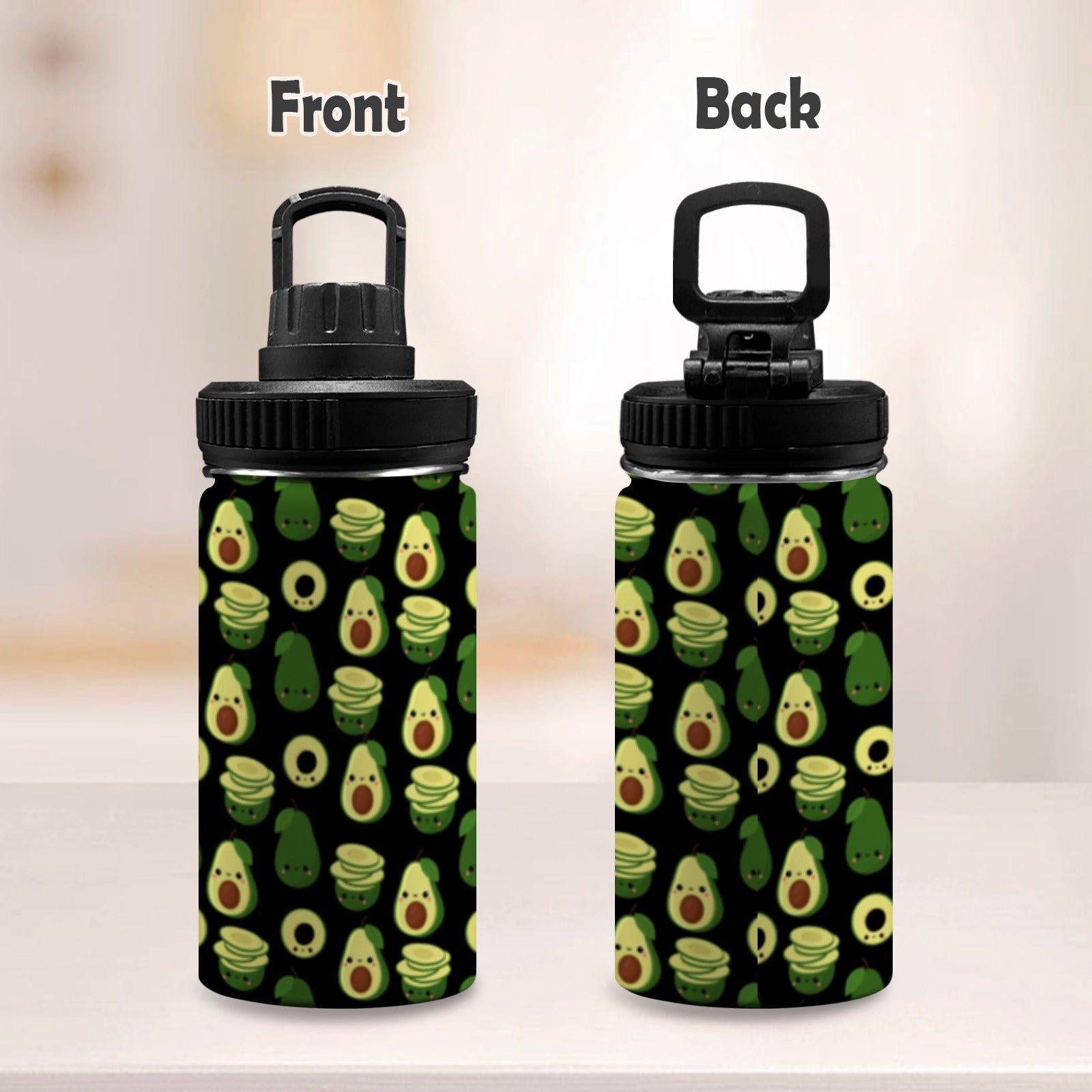 Cute Avocados - Kids Water Bottle with Chug Lid (12 oz) Kids Water Bottle with Chug Lid Printed Offshore