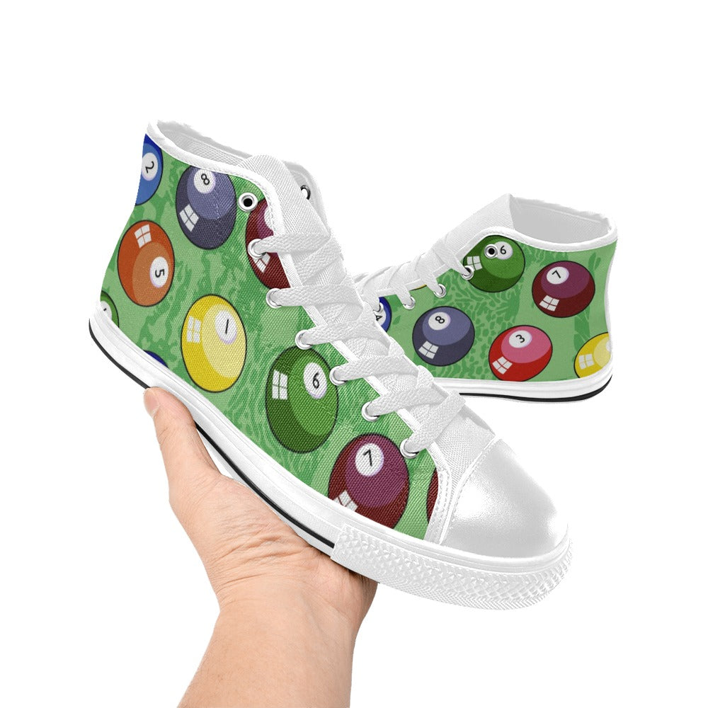 Pool Balls - Men's High Top Canvas Shoes