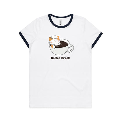 Cat Coffee Break - Women's Ringer Tee