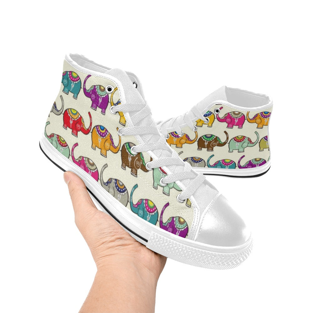 Elephants - Women's High Top Canvas Shoes