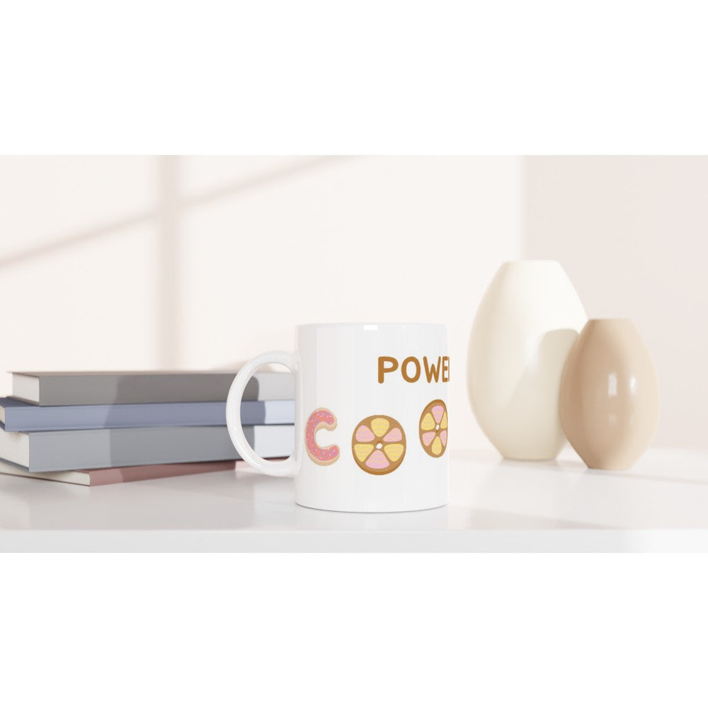 Powered By Cookies - White 11oz Ceramic Mug White 11oz Mug food Globally Fulfilled