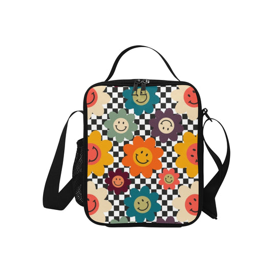 Happy Retro Flowers - Crossbody Lunch Bag for Kids