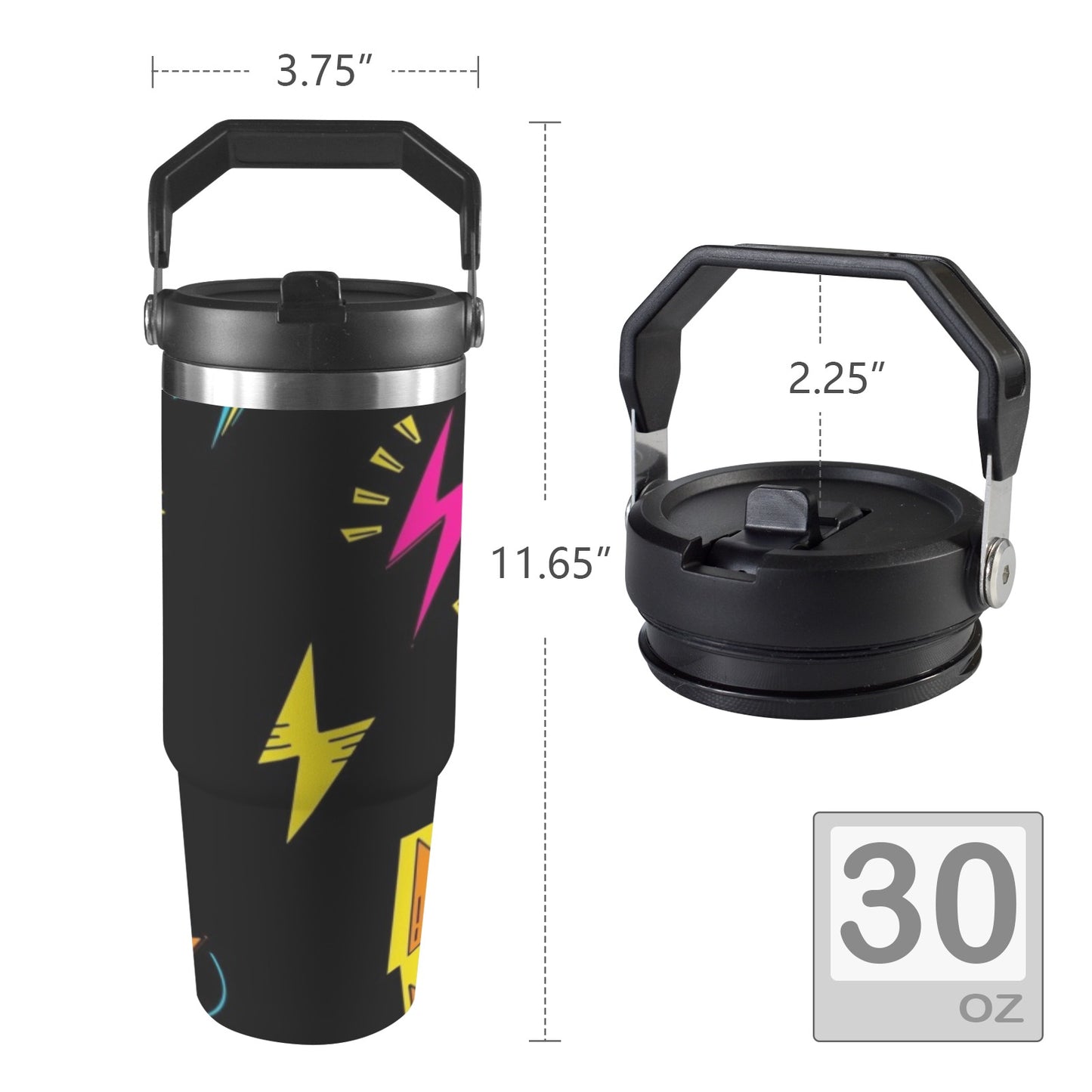 Fun Lightning - 30oz Tumbler with Top Handle