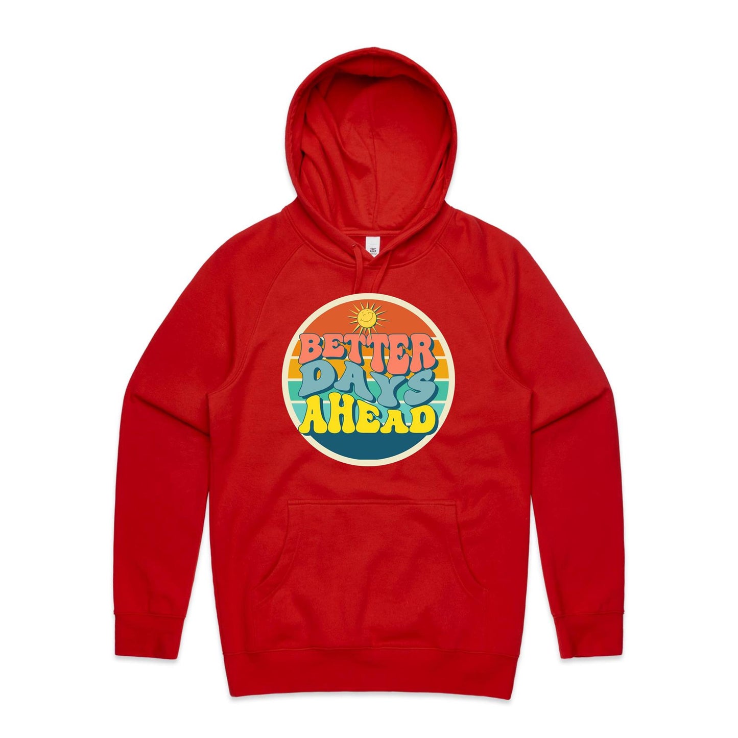 Better Days Ahead - Supply Hood Red Mens Supply Hoodie Motivation Retro