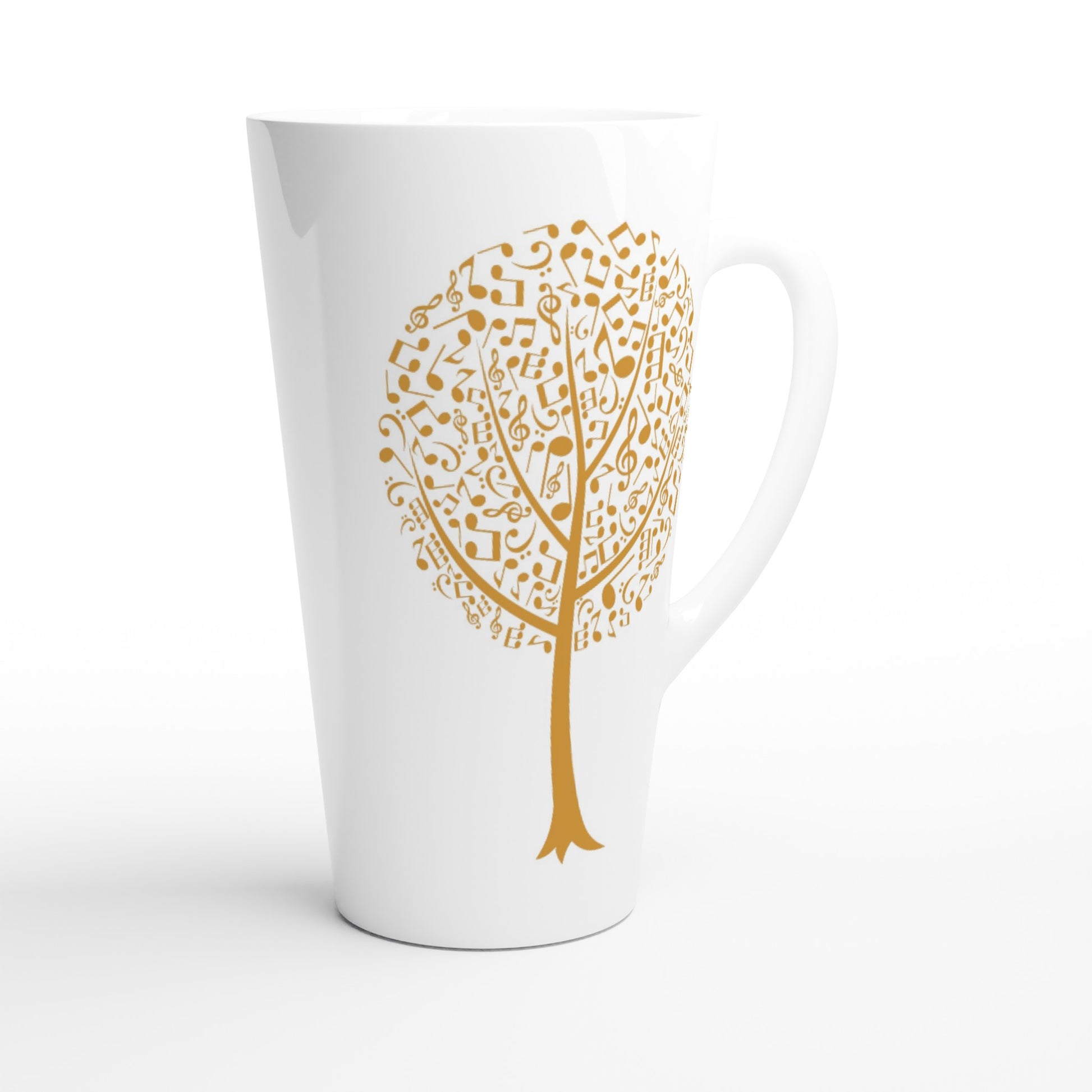 Music Tree - White Latte 17oz Ceramic Mug Latte Mug Music Plants