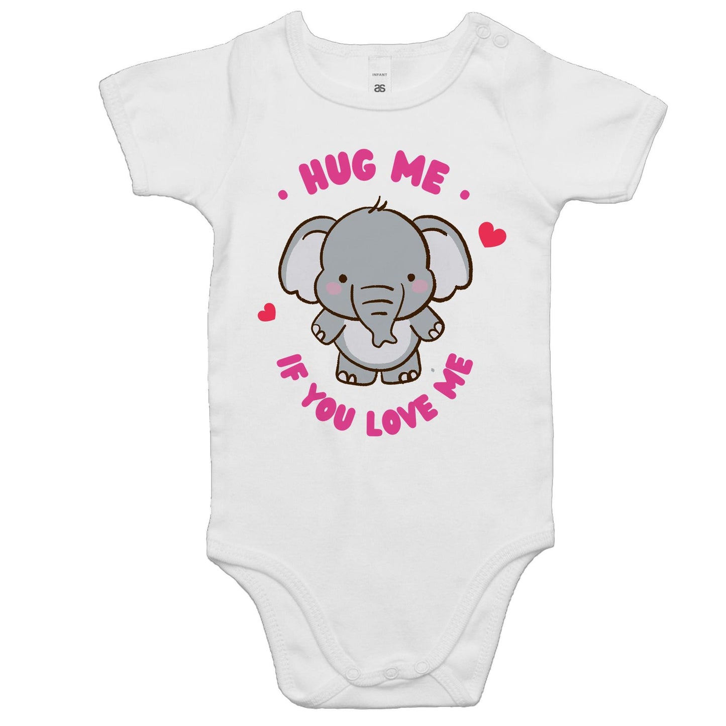 Hug Me If You Love Me, Elephant - Baby Bodysuit