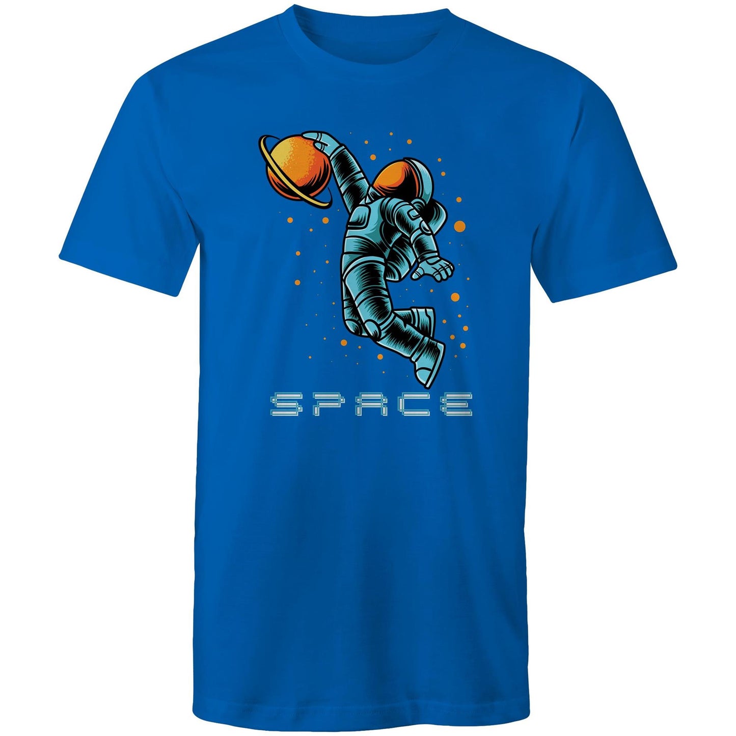 Astronaut Basketball - Mens T-Shirt Bright Royal Mens T-shirt Printed In Australia Space