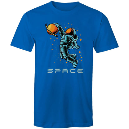 Astronaut Basketball - Mens T-Shirt Bright Royal Mens T-shirt Printed In Australia Space