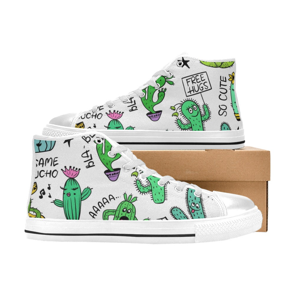 Chatty Cactus - Men's High Top Canvas Shoes