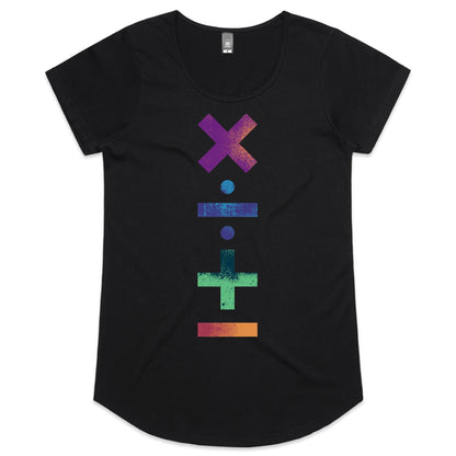 Maths Symbols - Womens Scoop Neck T-Shirt Black Womens Scoop Neck T-shirt Maths Printed In Australia