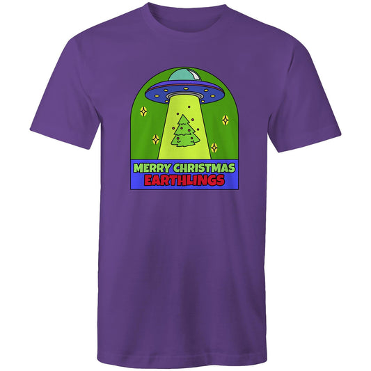 Merry Christmas Earthlings, UFO - Mens T-Shirt