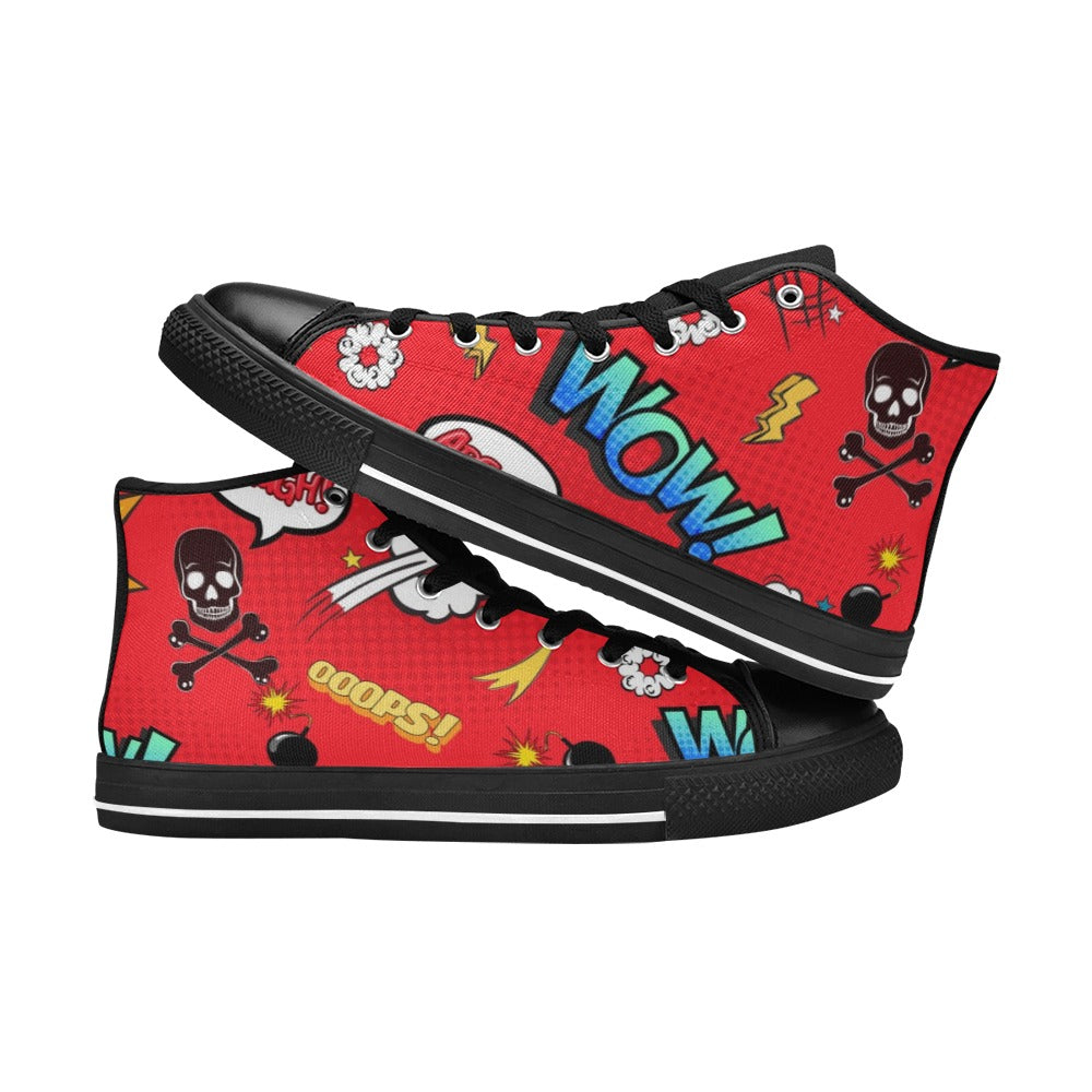 Comic Book Red - Men's High Top Canvas Shoes