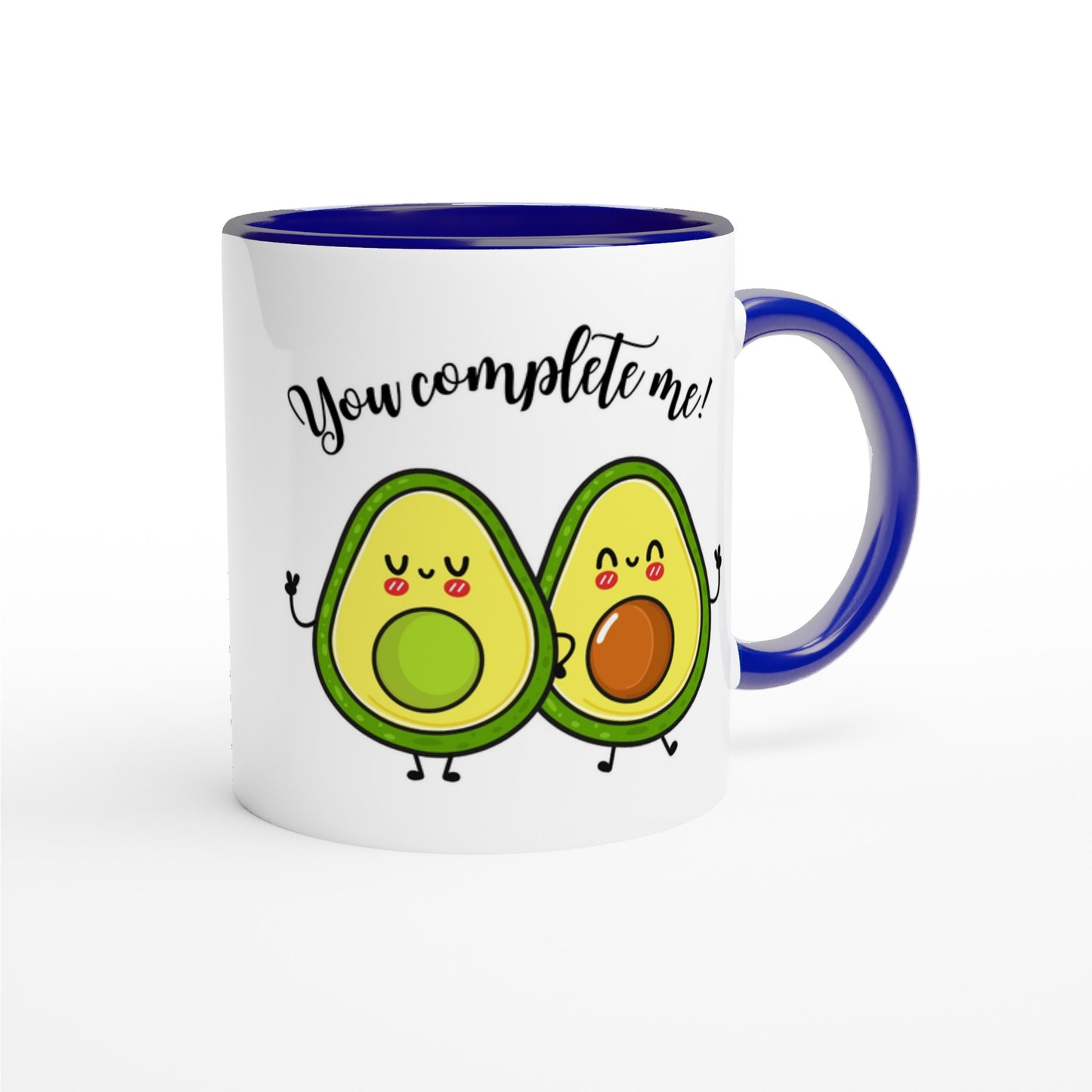 Avocado, You Complete Me - White 11oz Ceramic Mug with Colour Inside Colour 11oz Mug food Globally Fulfilled Love