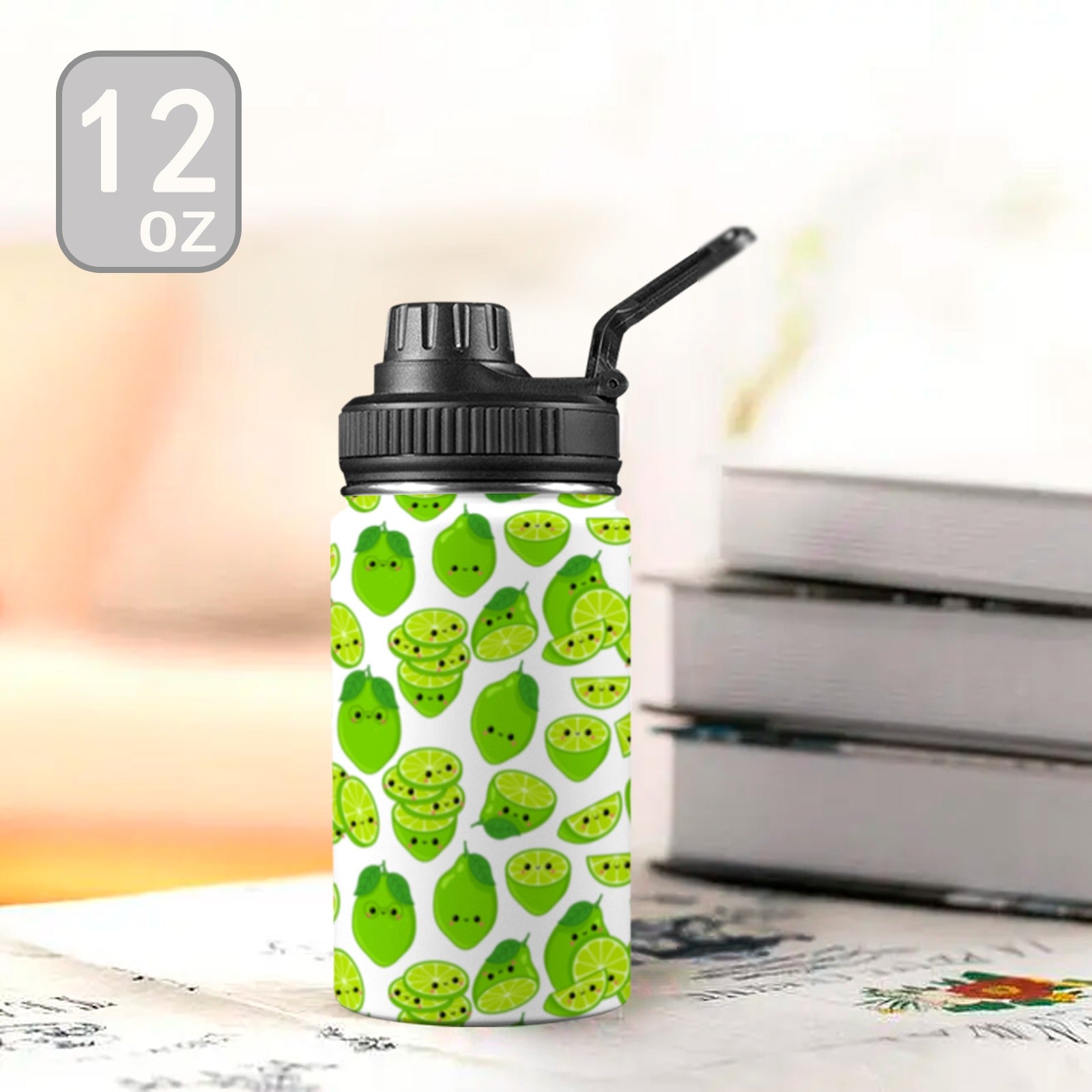 Cute Limes - Kids Water Bottle with Chug Lid (12 oz) Kids Water Bottle with Chug Lid Printed Offshore