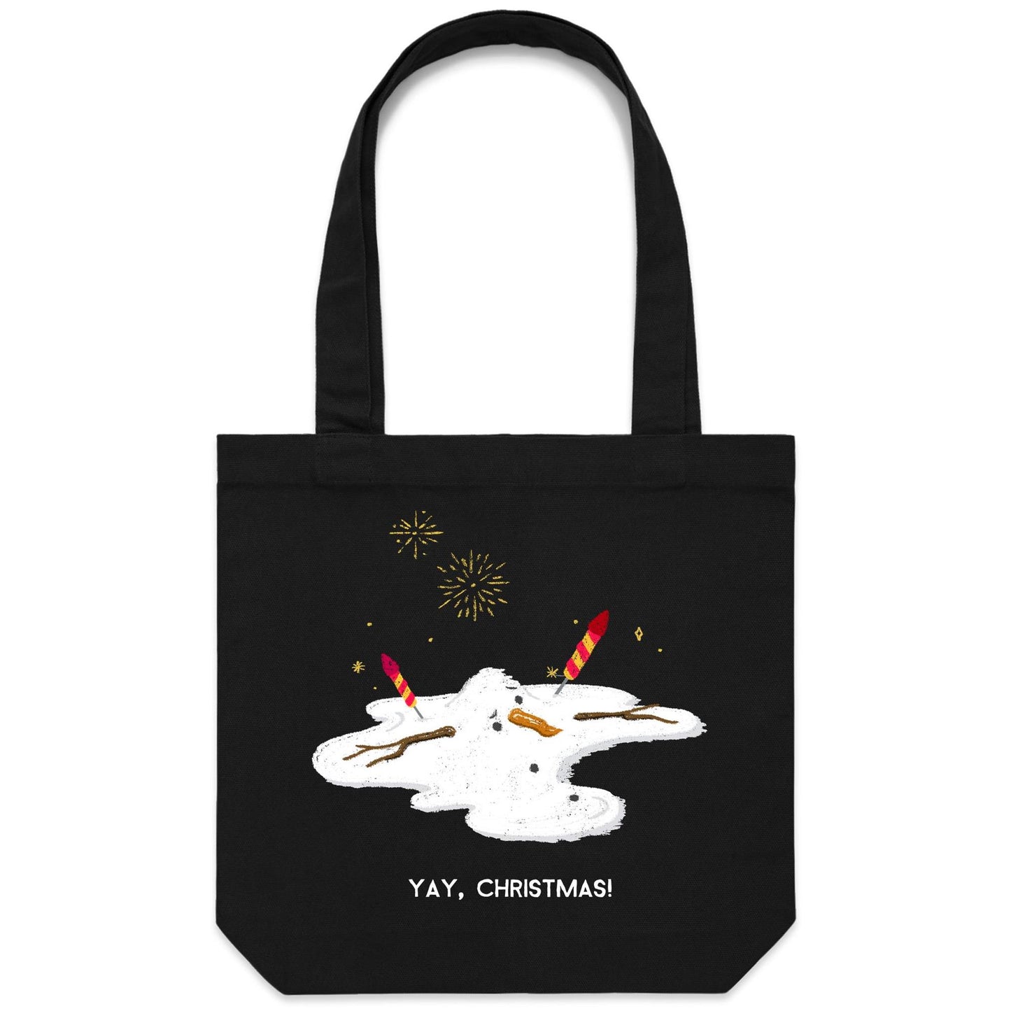 Melting Snowman, Yay Christmas - Canvas Tote Bag