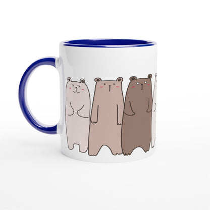 Bears In A Row - White 11oz Ceramic Mug with Colour Inside Ceramic Blue Colour 11oz Mug animal