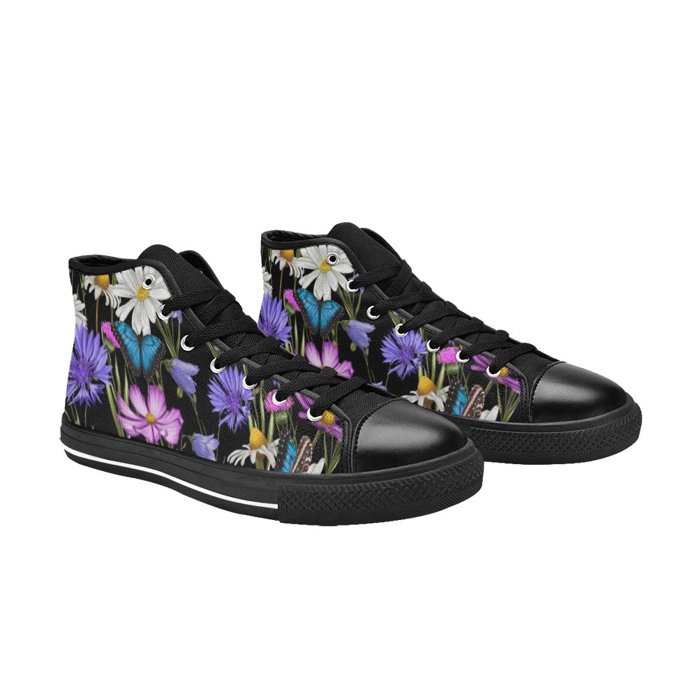 Butterfly Flowers - Women's High Top Canvas Shoes