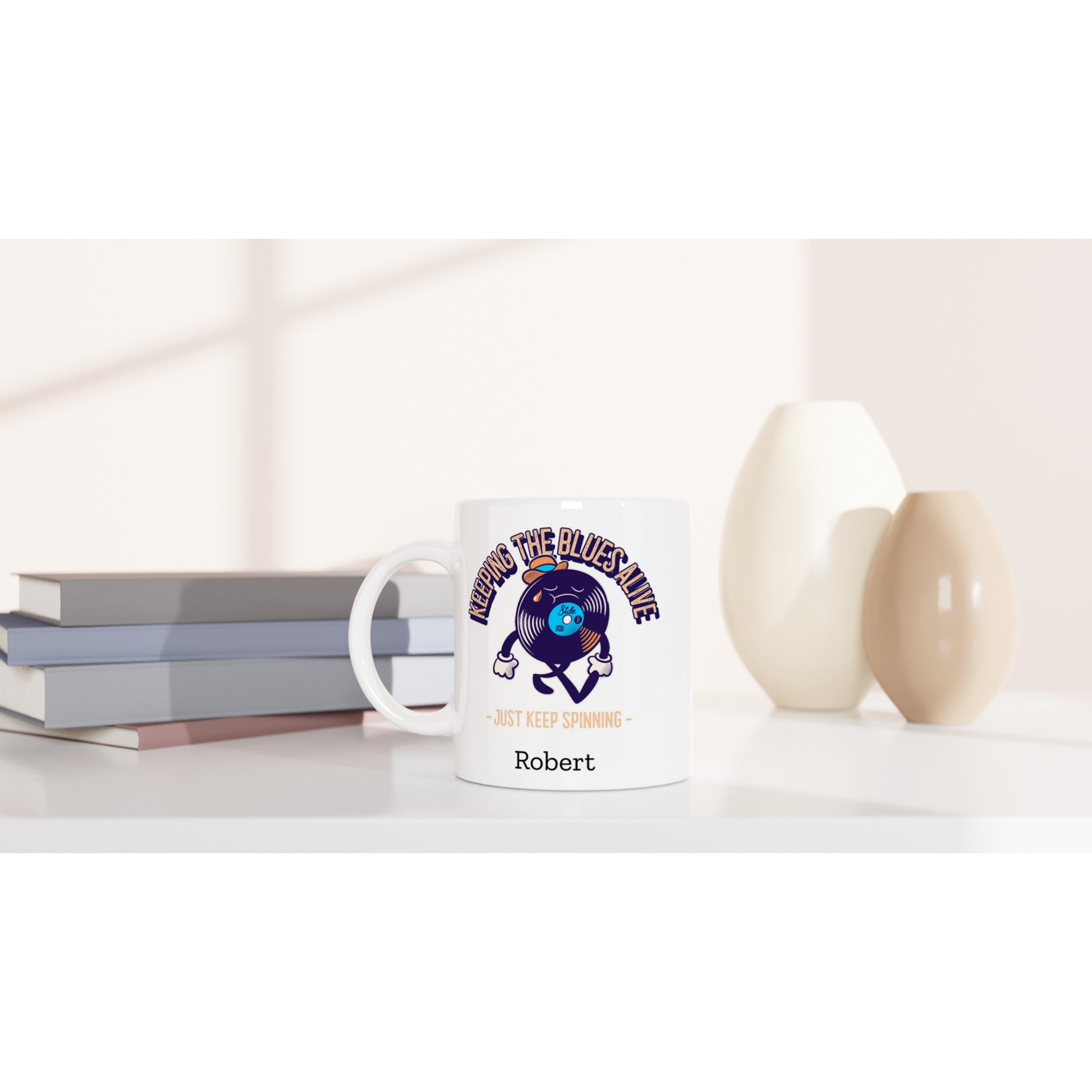 Personalise - Keeping The Blues Alive - White 11oz Ceramic Mug Personalised Mug customise Globally Fulfilled Music personalise