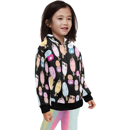 Cute Animal Ice Blocks - Junior Girls Zip Up Hoodie