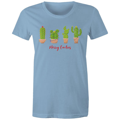 Merry Cactus, Christmas - Womens T-shirt