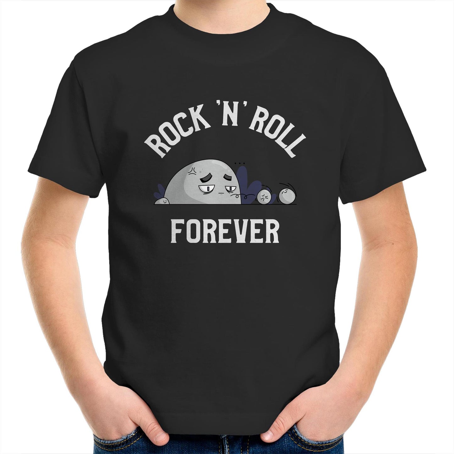 Rock 'N' Roll Forever - Kids Youth T-Shirt Black Kids Youth T-shirt Music