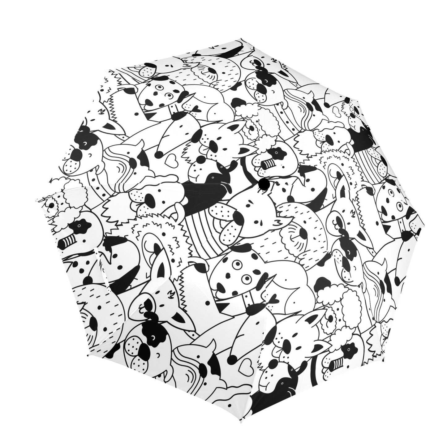 Black And White Dogs - Semi-Automatic Foldable Umbrella