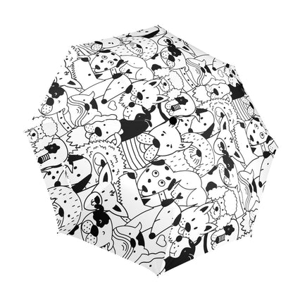 Black And White Dogs - Semi-Automatic Foldable Umbrella