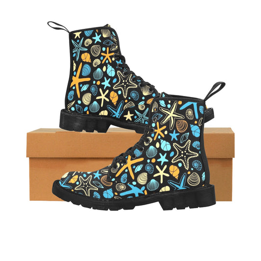 Starfish And Shells - Martin Boots for Women (Black)