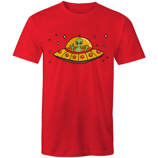Alien Pizza - Mens T-Shirt Red Mens T-shirt Sci Fi
