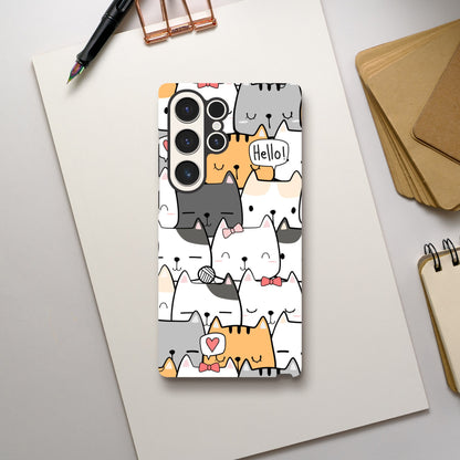 Cat Hello - Phone Tough Case Galaxy S23 Ultra Phone Case Globally Fulfilled