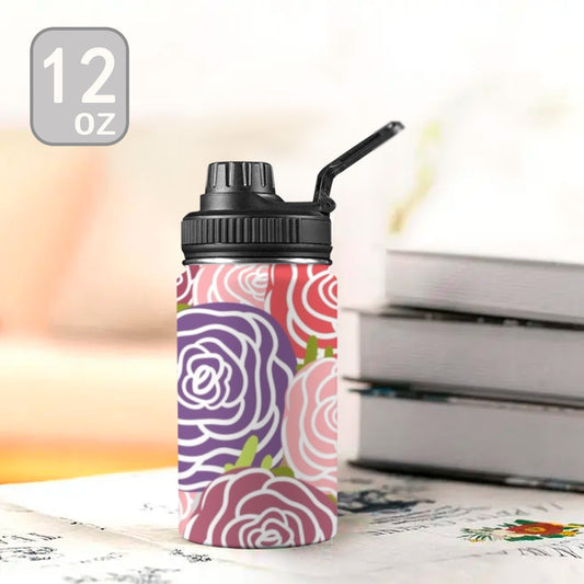 Abstract Roses - Kids Water Bottle with Chug Lid (12 oz) Kids Water Bottle with Chug Lid Printed Offshore