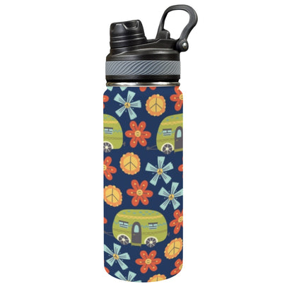 Hippy Caravan - Insulated Water Bottle with Dual-Use Lid (18oz) Insulated Water Bottle with Dual-Use Lid (18oz) Printed Offshore