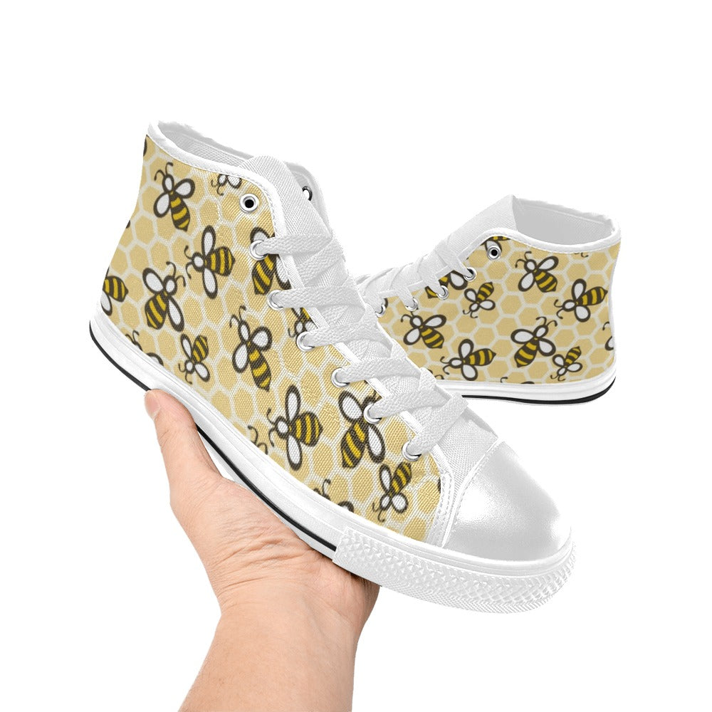 Bees - Women's High Top Canvas Shoes