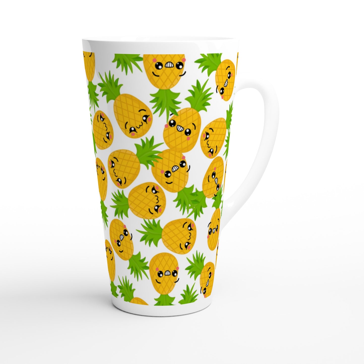 Cool Pineapples - White Latte 17oz Ceramic Mug Latte Mug food
