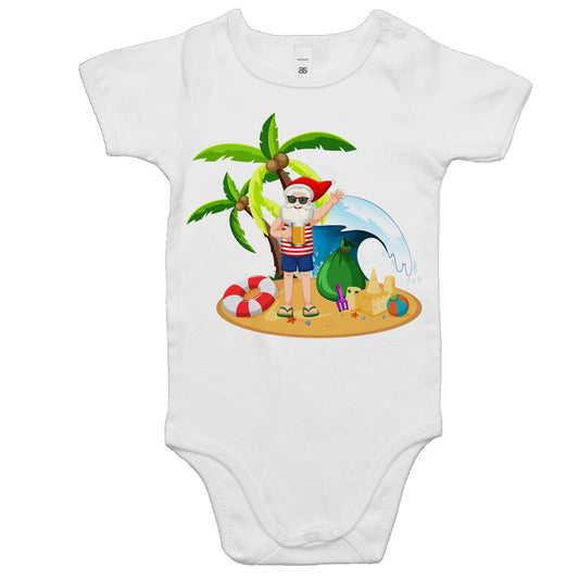 Surf Beach Santa - Baby Bodysuit