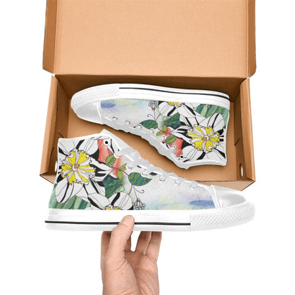 Floral Butterfly - Women's High Top Canvas Shoes