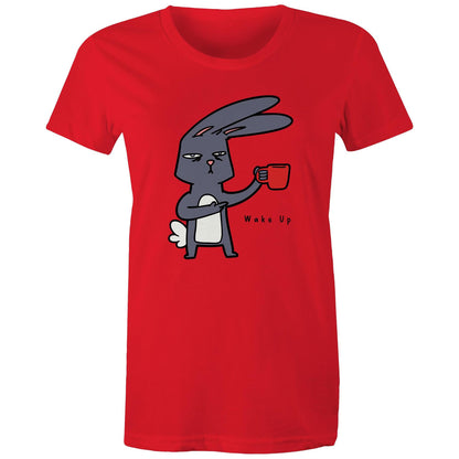 Rabbit Coffee, Wake Up - Womens T-shirt