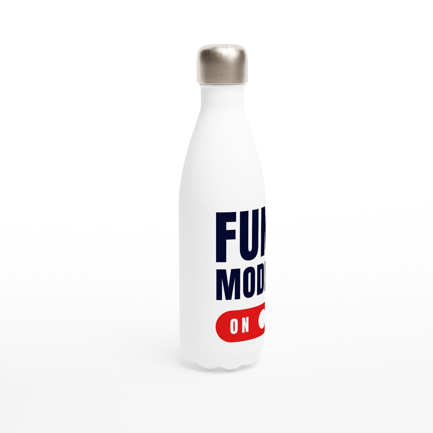 Fun Mode On - White 17oz Stainless Steel Water Bottle White Water Bottle Globally Fulfilled