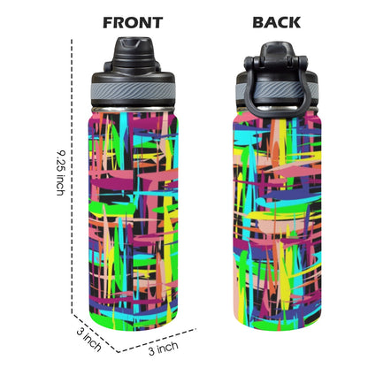 Crosshatch Geometric - Insulated Water Bottle with Dual-Use Lid (18oz) Insulated Water Bottle with Dual-Use Lid (18oz) Printed Offshore