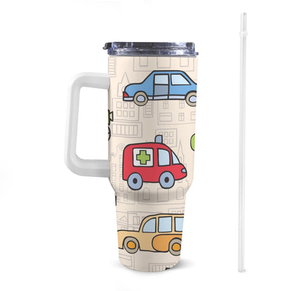 Kids Cars - 40oz Tumbler with White Handle